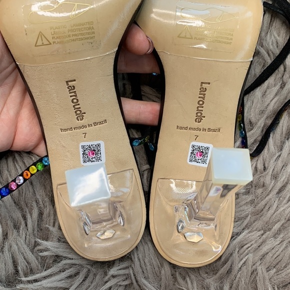 Larroud Suede Disco GloriaEmbellished Wrap Sandal Heels - Picture 9 of 10